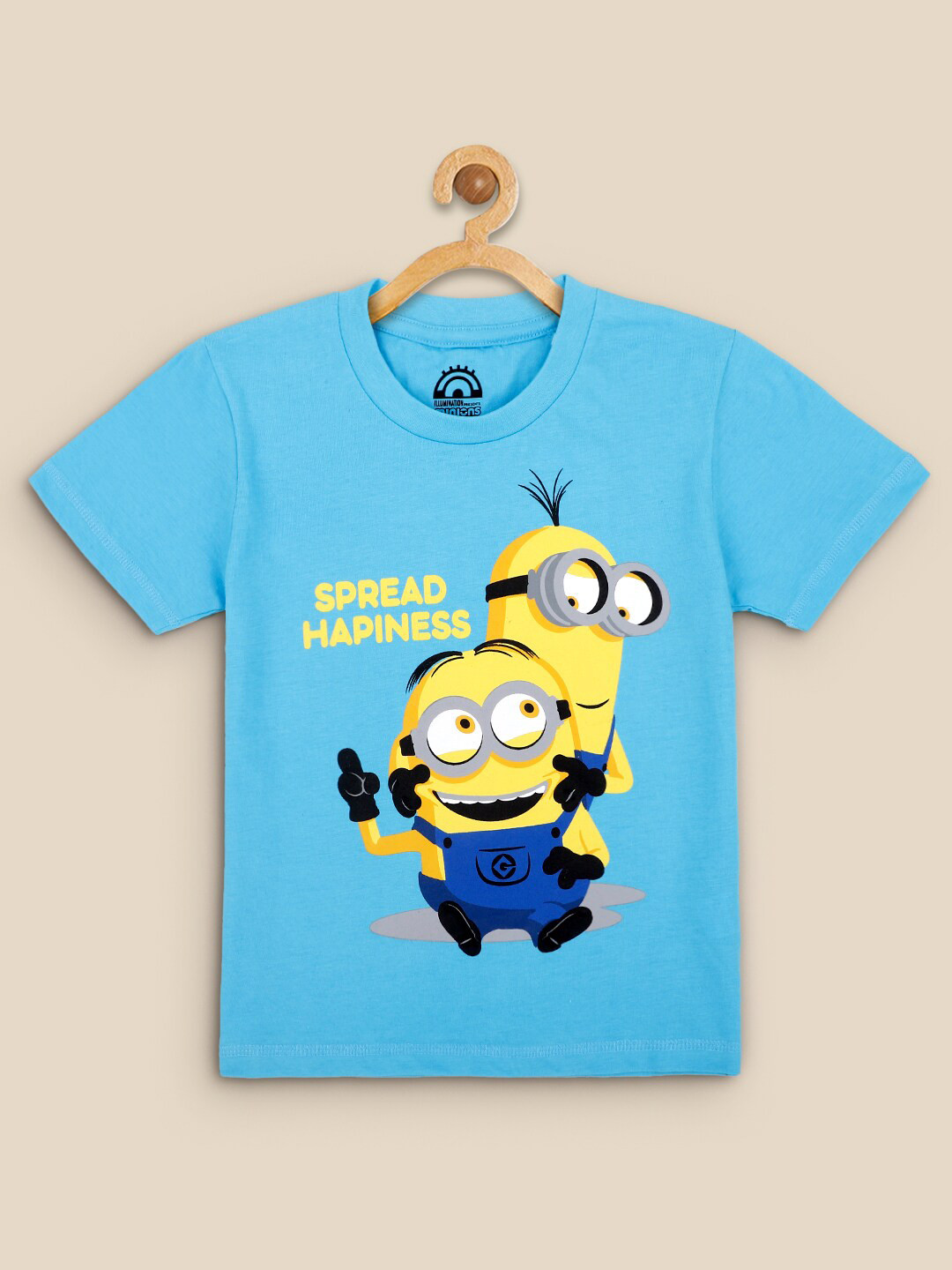 Kids Ville Boys Blue Minions Printed Pure Cotton T-shirt