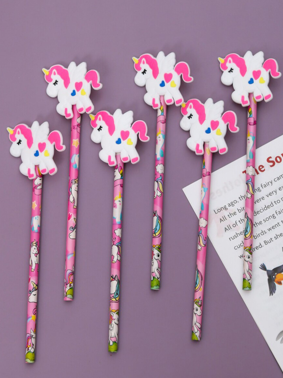 Yellow Bee Kids Set Of 6 Unicorn Motifs Printed Pencil
