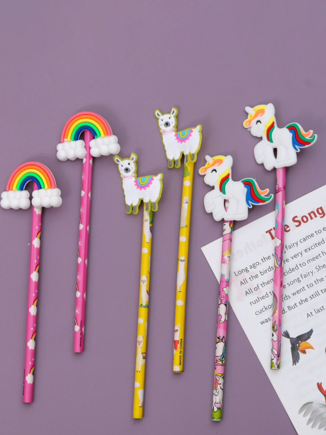 Yellow Bee Kids Set Of 6 Printed Pencils