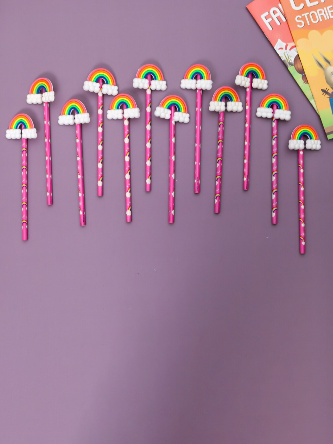 Yellow Bee Kids Set Of 12 Rainbow Motifs Printed Pencil