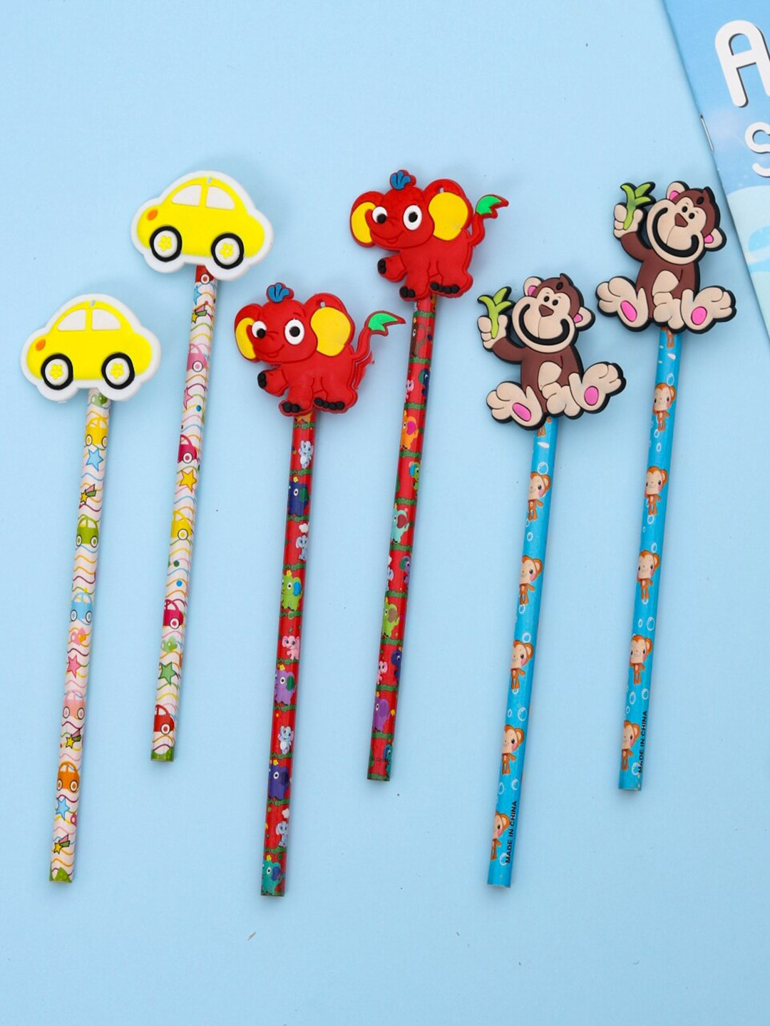 Yellow Bee Kids Set Of 6 Printed Wooden Pencil