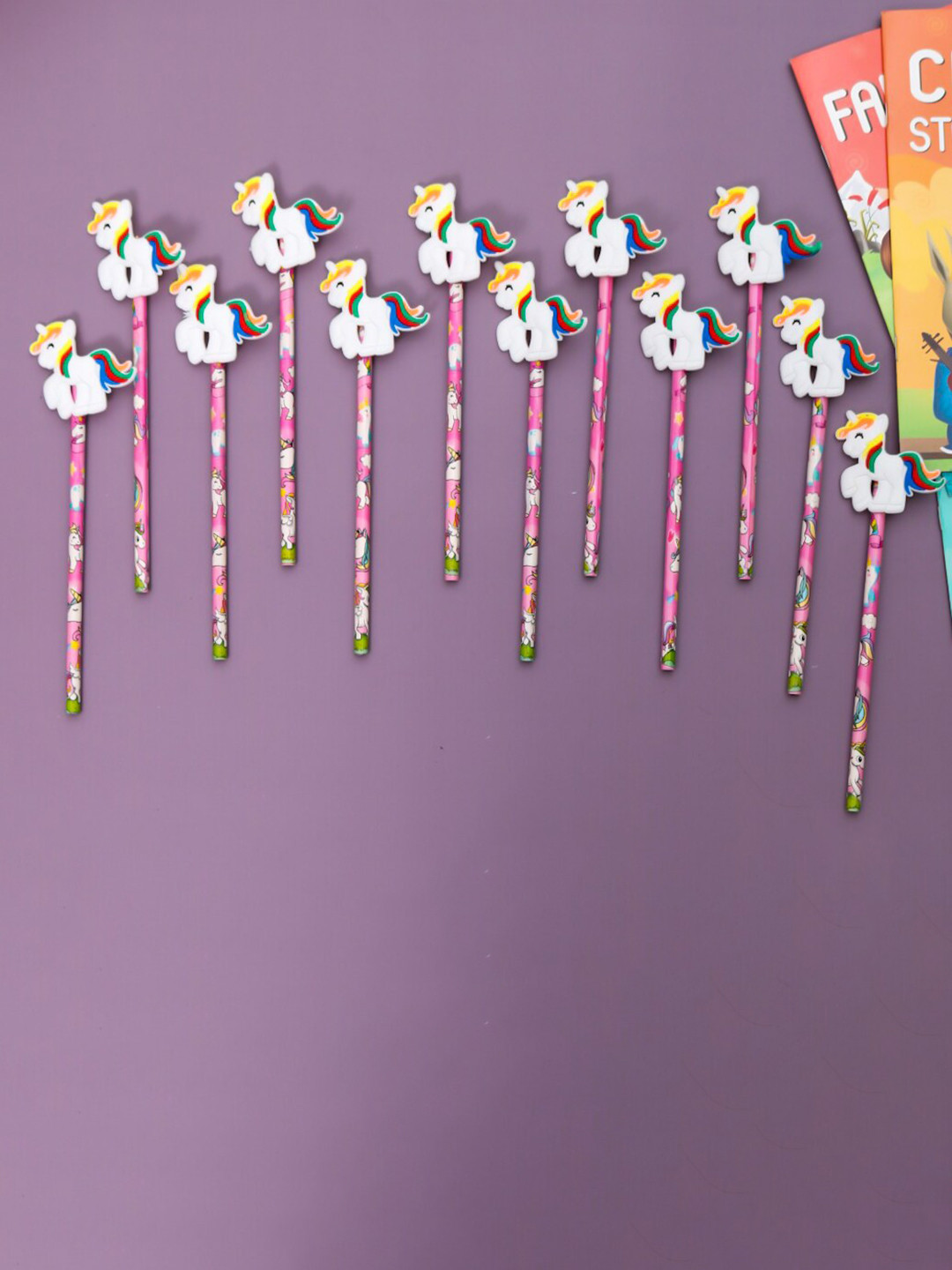Yellow Bee Kids Set Of 12 Pink Unicorn Printed Pencil