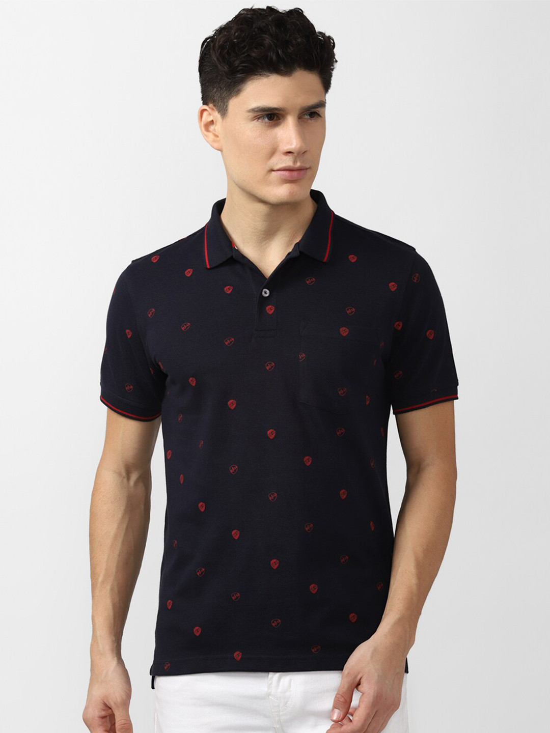 Van Heusen Sport Men Black Polo Collar T-shirt