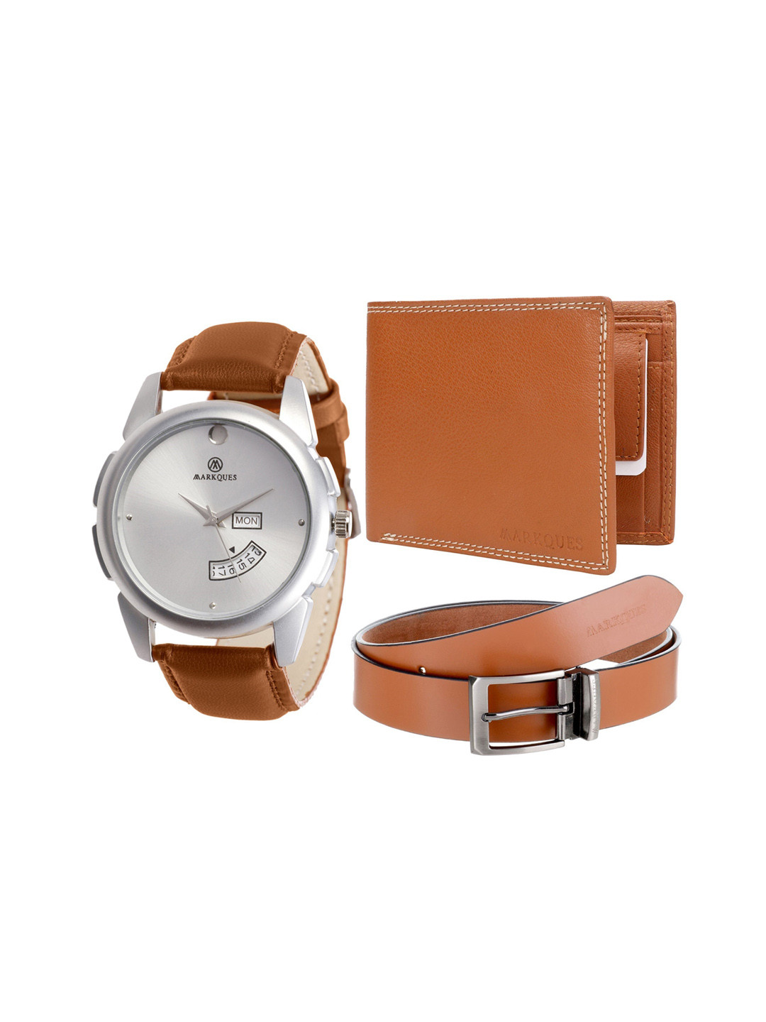 MARKQUES Men Brown Solid Accessory Gift Set STV-770904-SPT-04-EXE-04-Multi