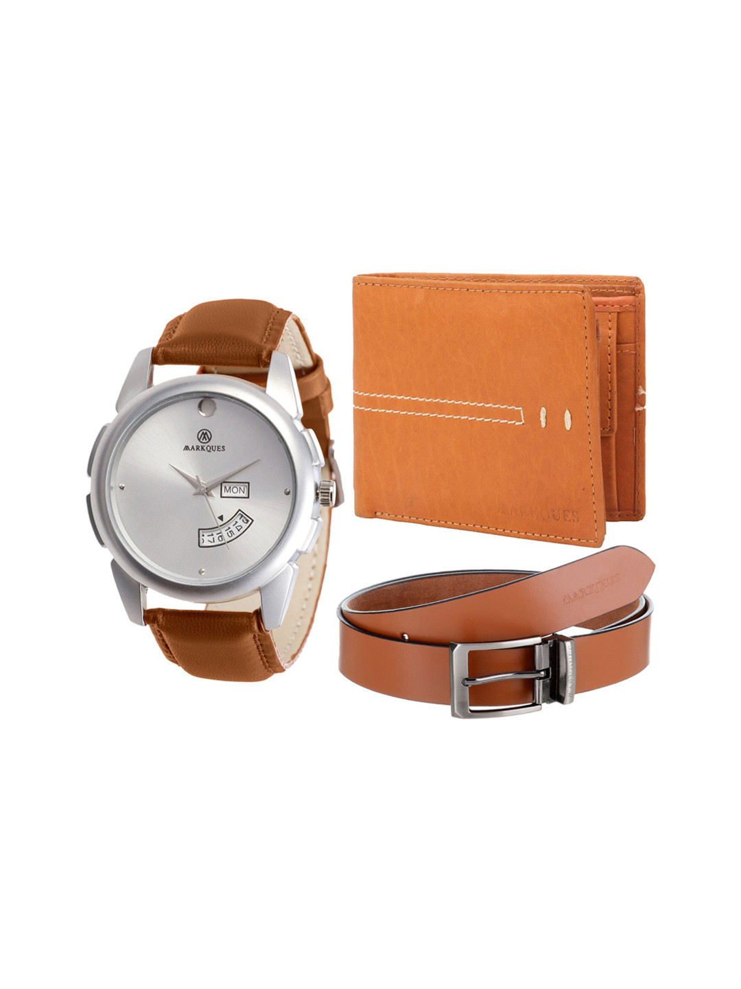 MARKQUES Men Brown Solid Accessory Gift Set STV-770904-VIN-04-EXE-04-Multi