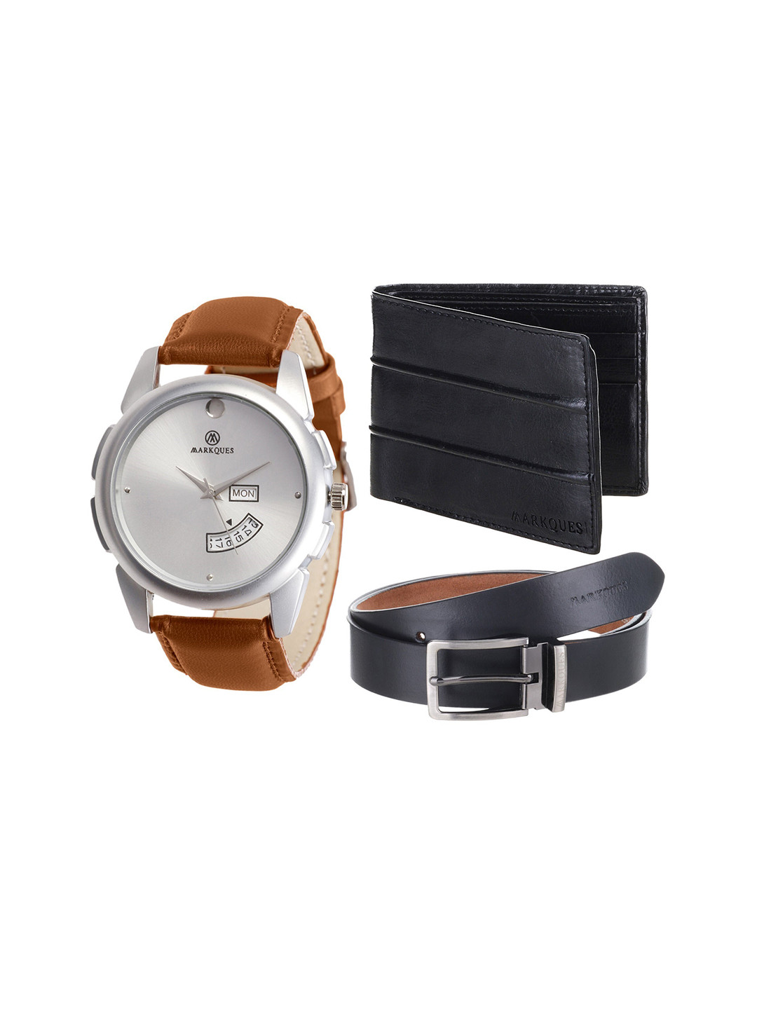 MARKQUES Men Black & Brown Solid Accessory Gift Set STV-770904-BER-01-EXE-01-Multi