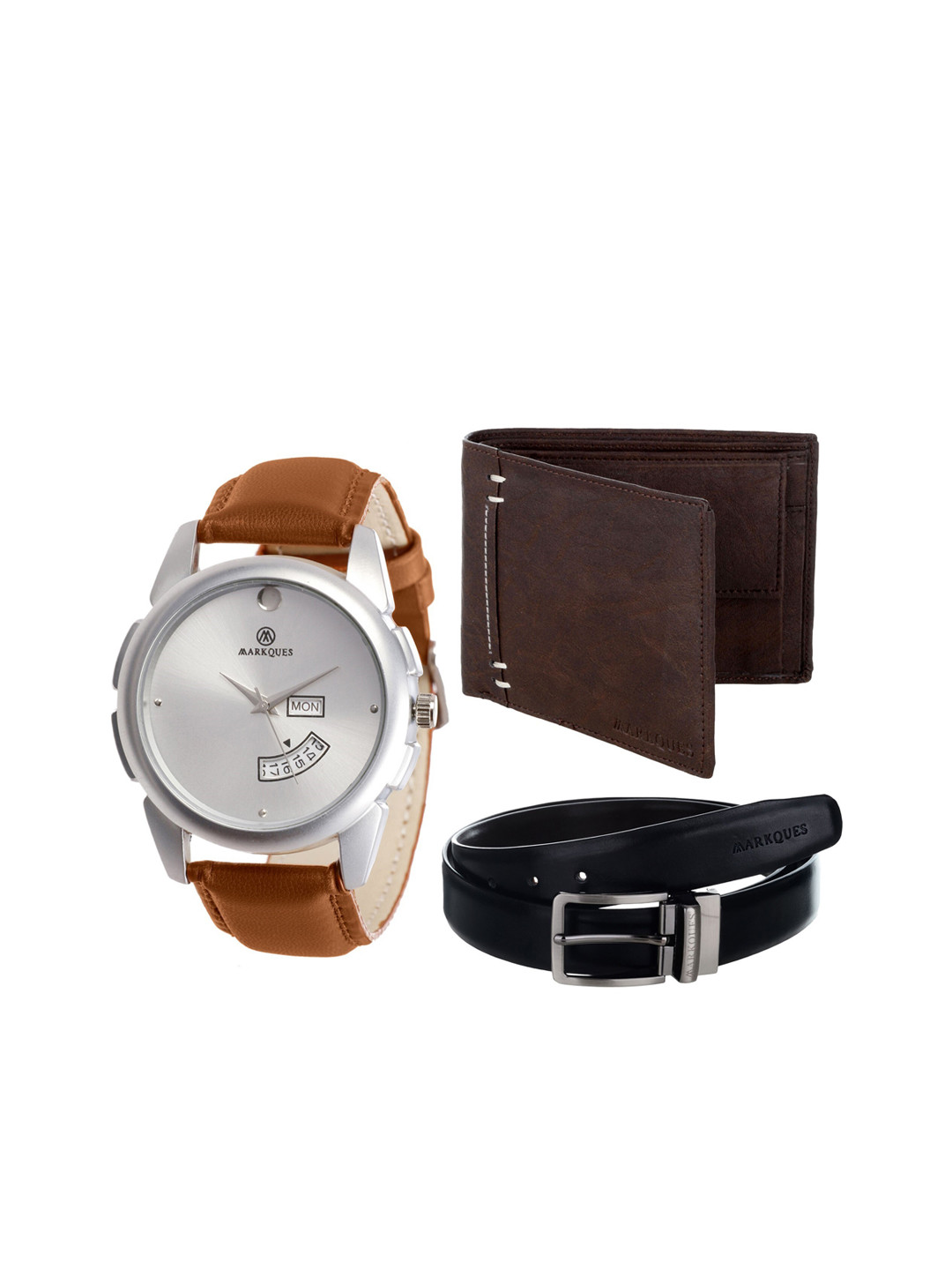 MARKQUES Men Brown Solid Accessory Gift Set STV-770904-MAX-02-NL-01