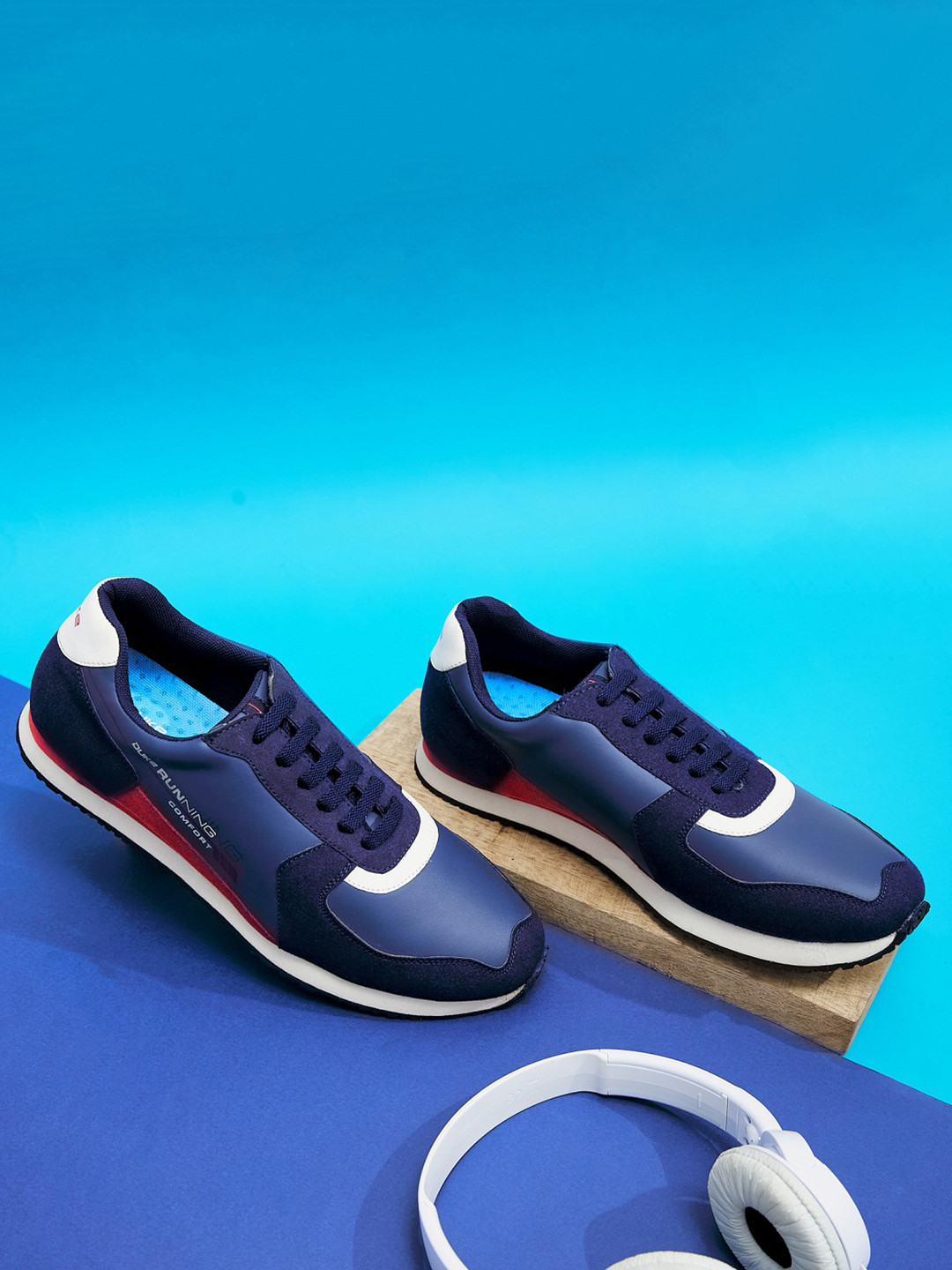 Duke Men Navy Blue Printed Sneakers