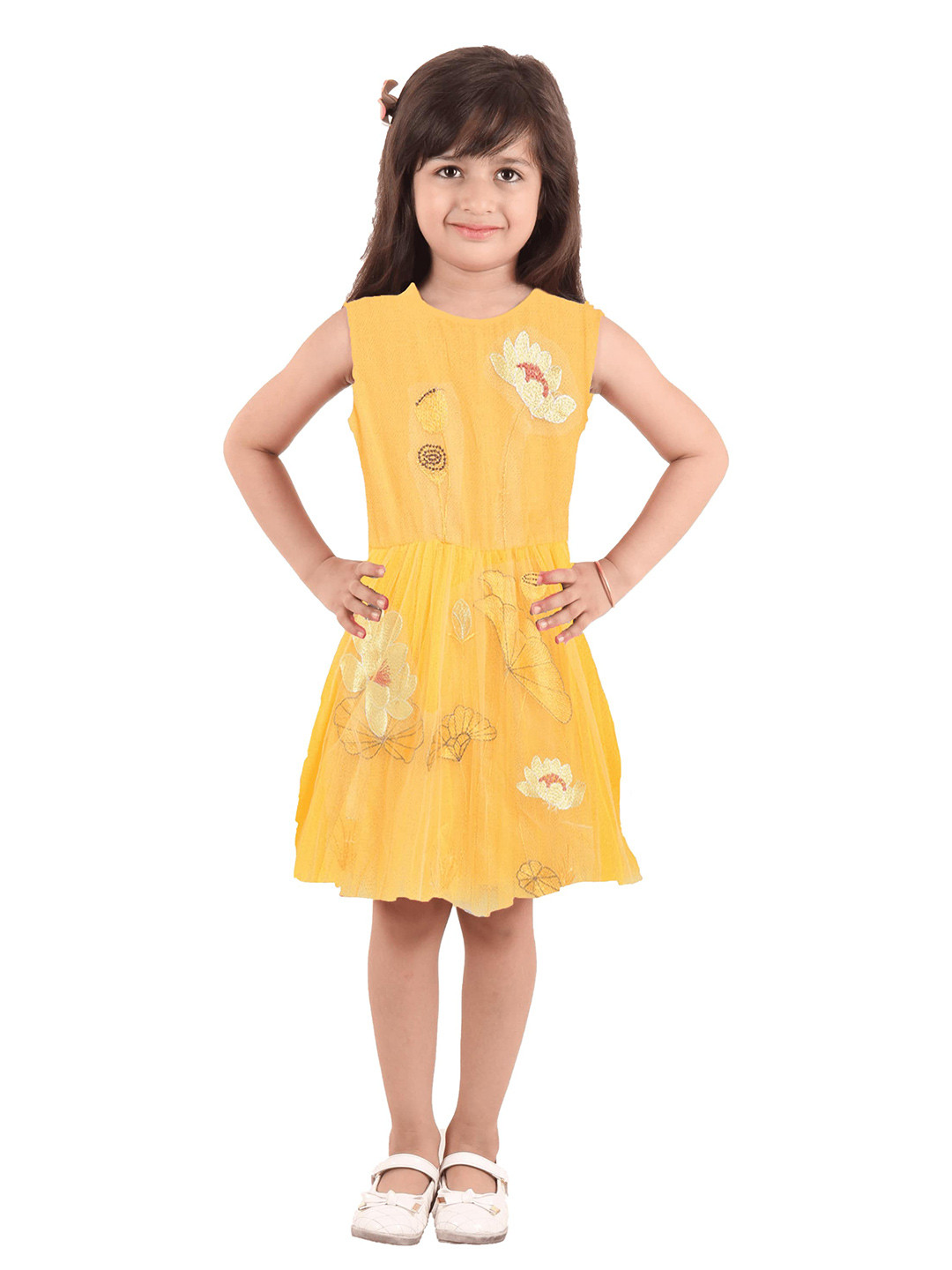 Kids On Board Girls Floral Embroidered Sleeveless Dress