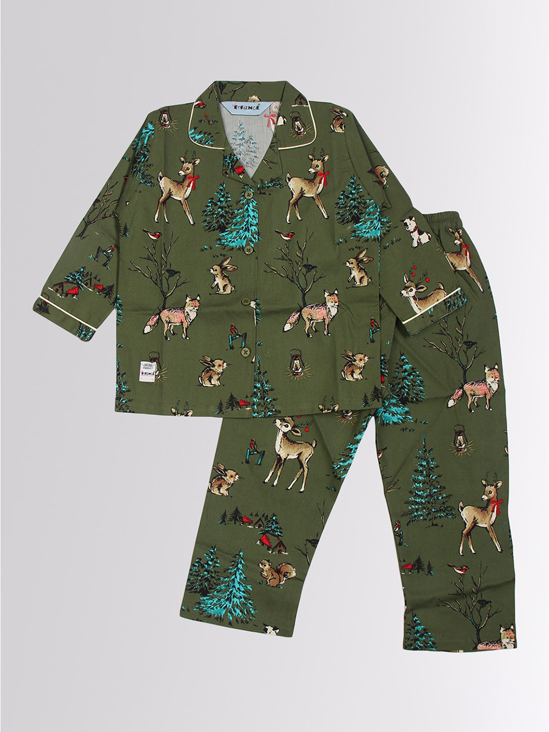 Enfance Kids Green & Blue Printed Night suit