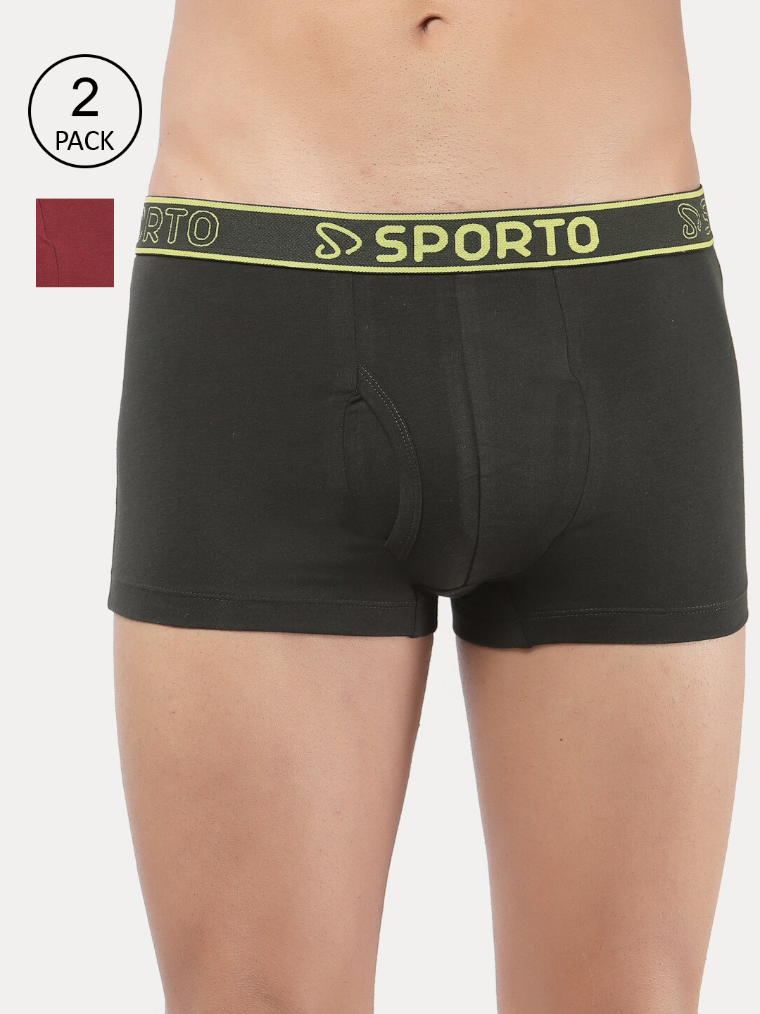 SPORTO Pack Of 2 Men Olive & Marron Solid Trunk