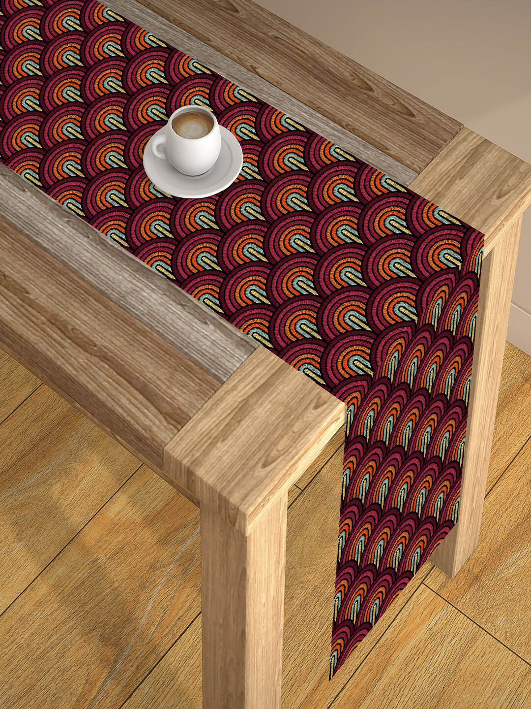 AEROHAVEN Maroon Abstract Printed 4 Seater Table Runners