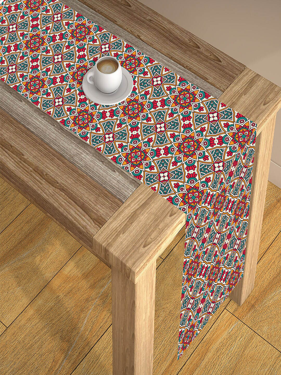 AEROHAVEN Red Printed 4 Seater Poly Matte Table Runners
