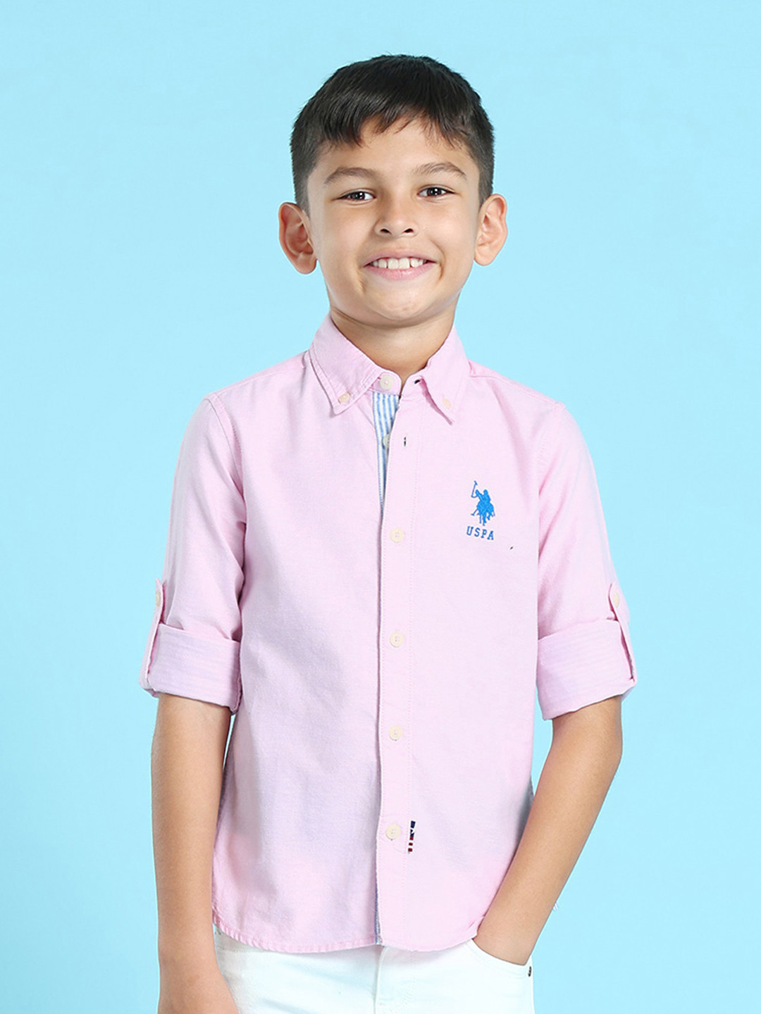 U S Polo Assn Kids Boys Horizontal Striped Pure Cotton Casual Shirt