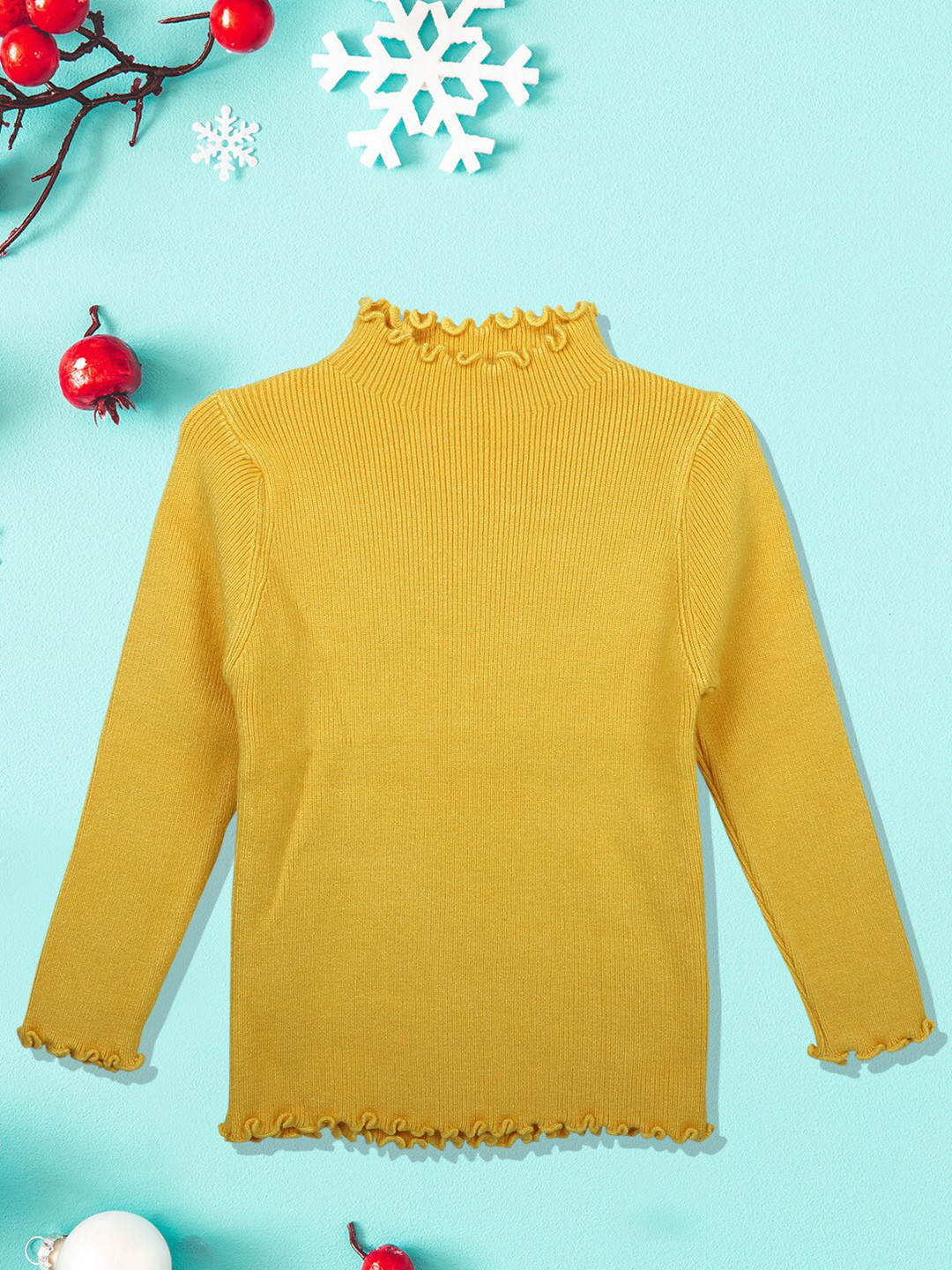 Baby Moo Unisex Kids Yellow Ribbed Pullover