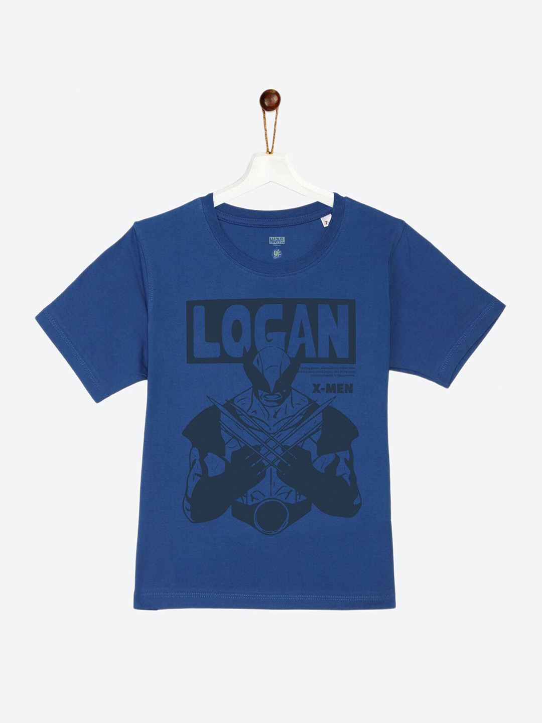 YK Marvel Boys Blue & Balck X- Men & Typography Printed Cotton T-shirt