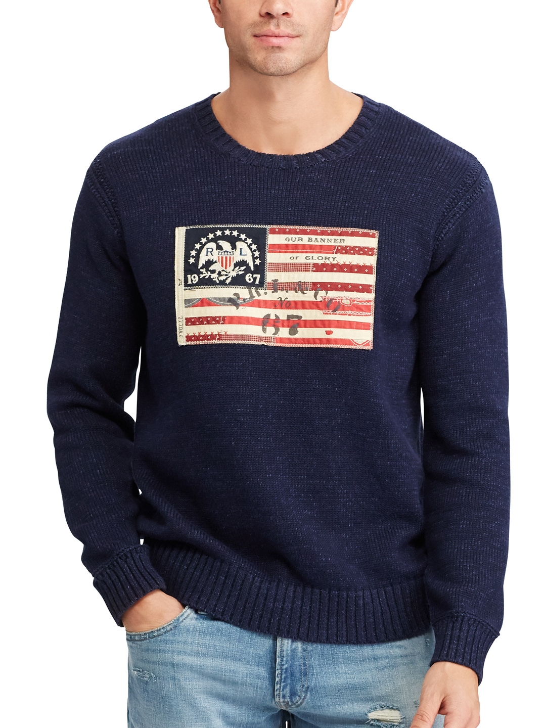 Buy Polo Ralph Lauren Flag Patch Cotton Sweater - Sweaters for Men 2004196  | Myntra