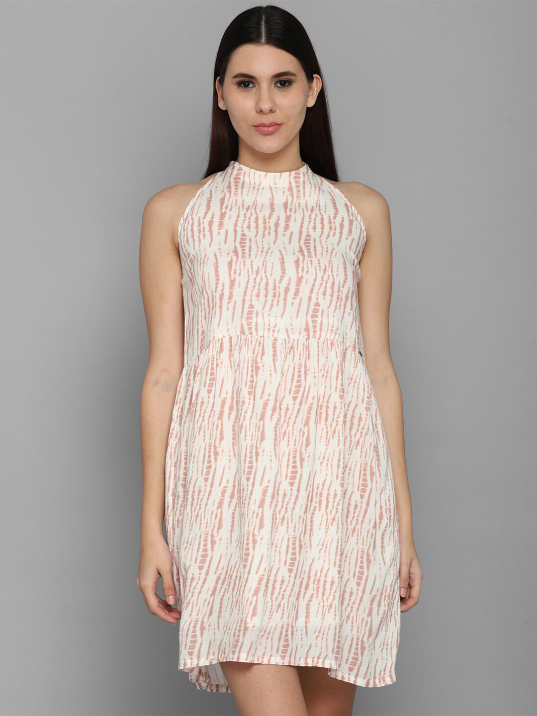 Allen Solly Woman Off White Abstract Printed A-Line Dress