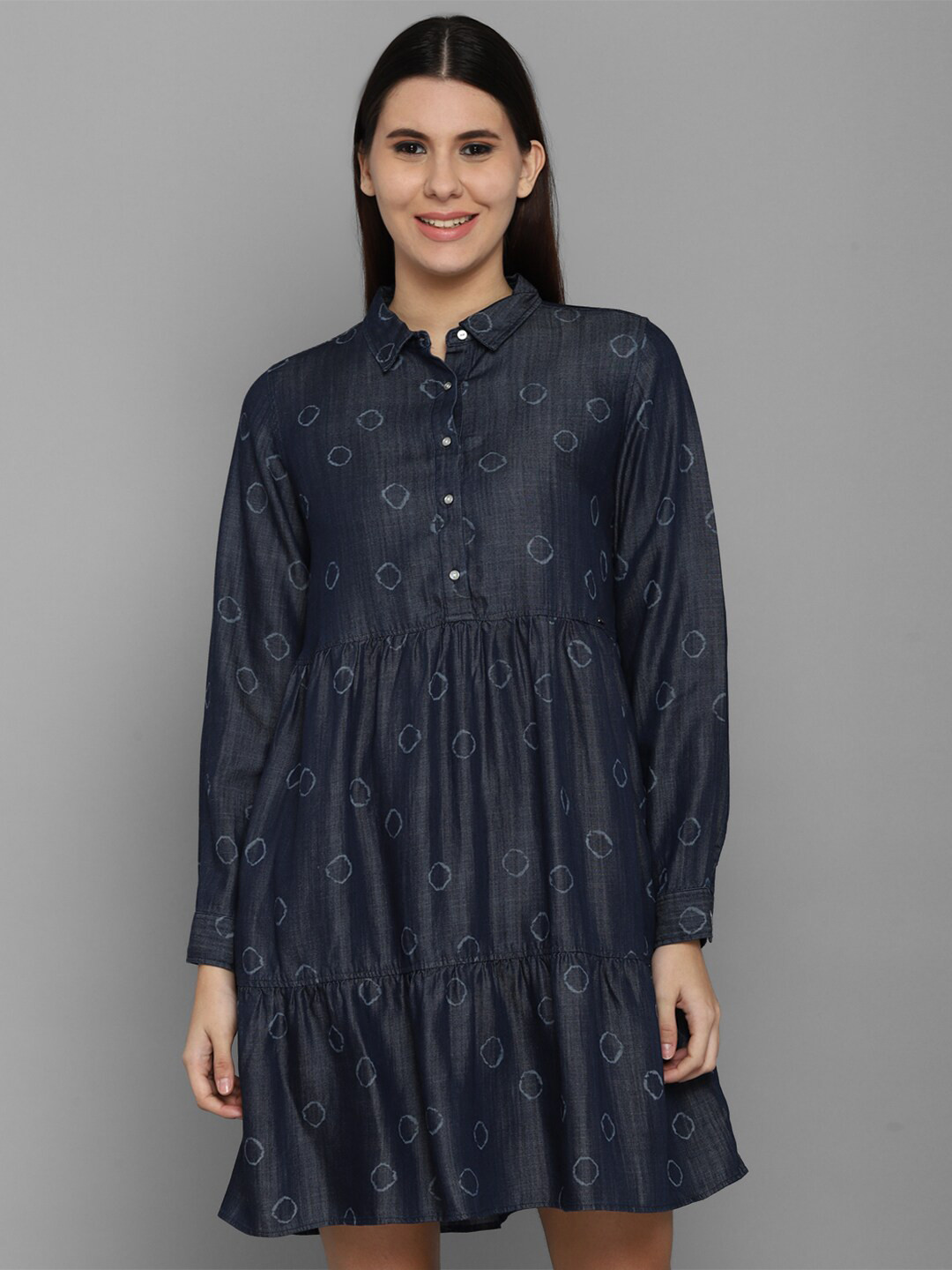 Allen Solly Woman Navy Blue Printed Dress