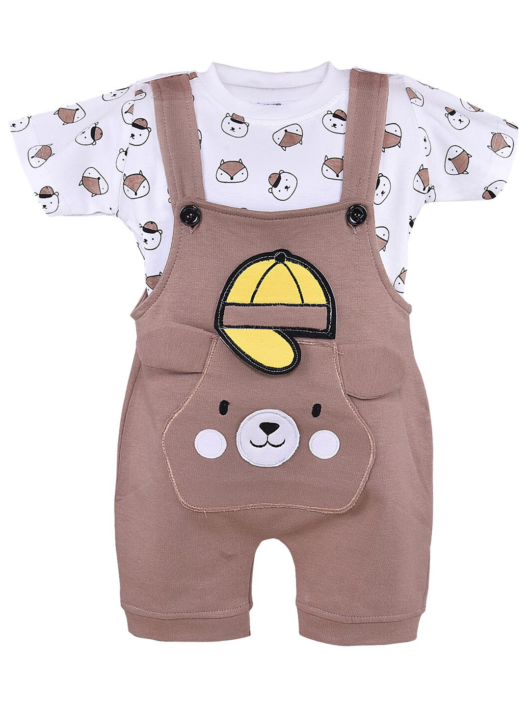 Wish Karo Boys Brown & White Printed T-shirt with Shorts