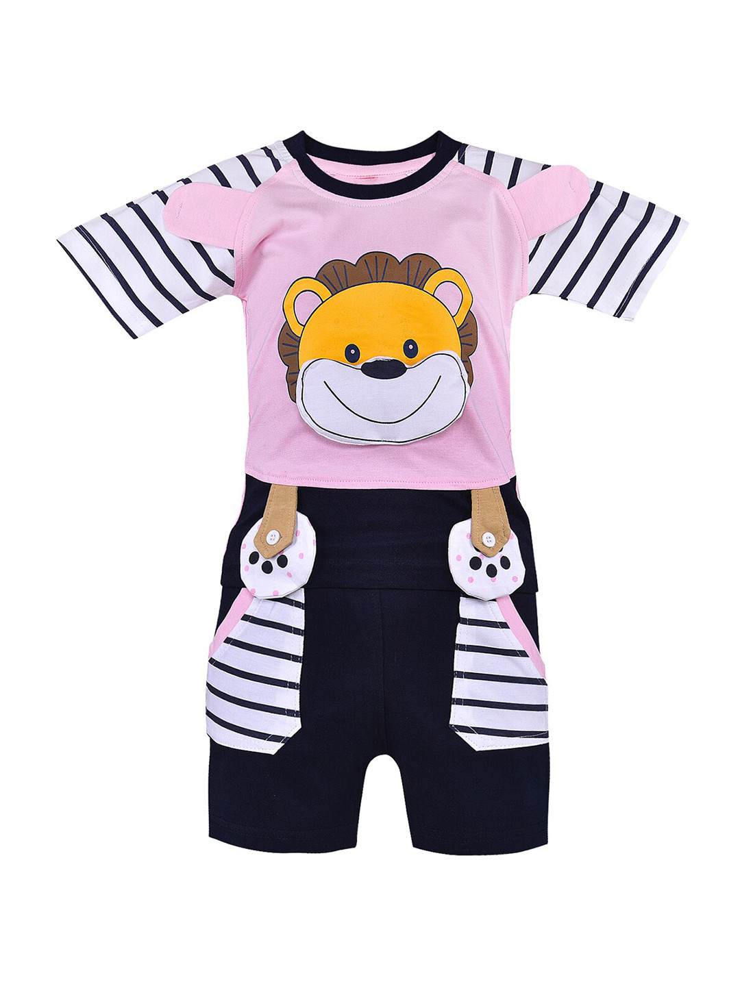 Wish Karo Boys Pink & Black Printed T-shirt with Shorts