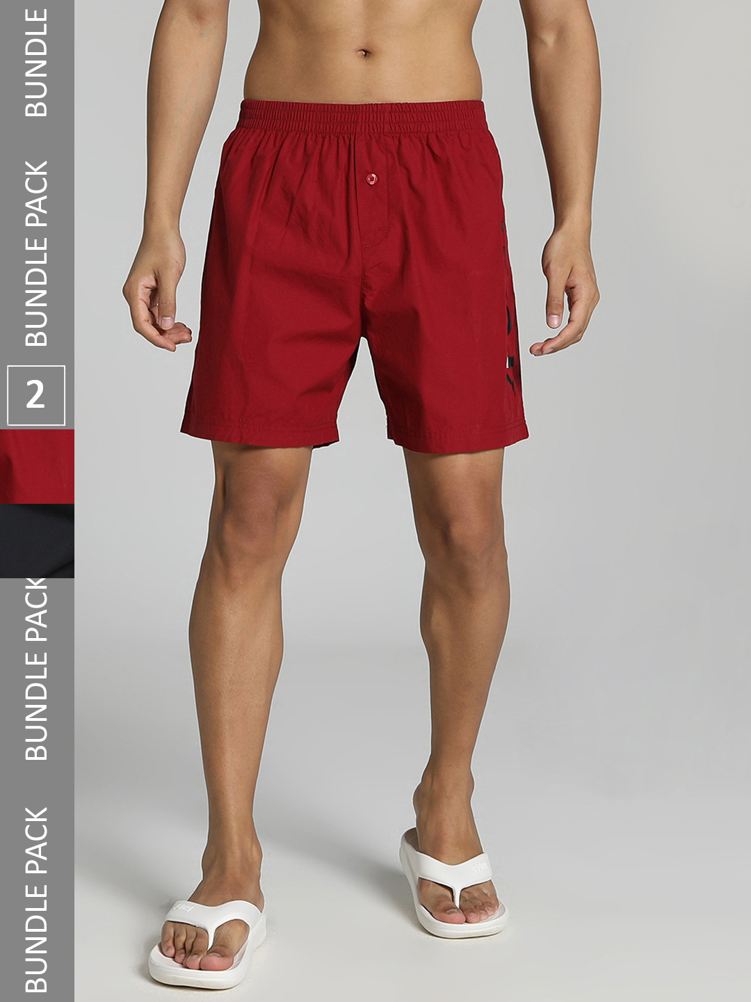 Puma Men Red & Black Pack of 2 Solid Boxer