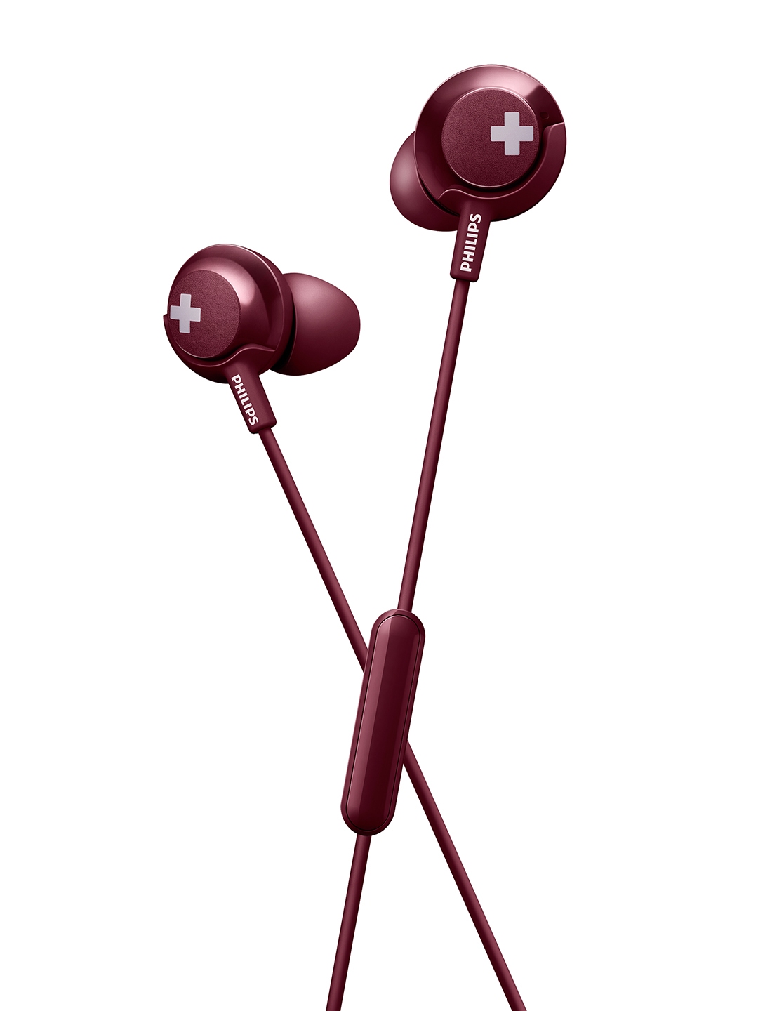 Philips Maroon In Ear BASS Headphones with Mic SHE4305BK