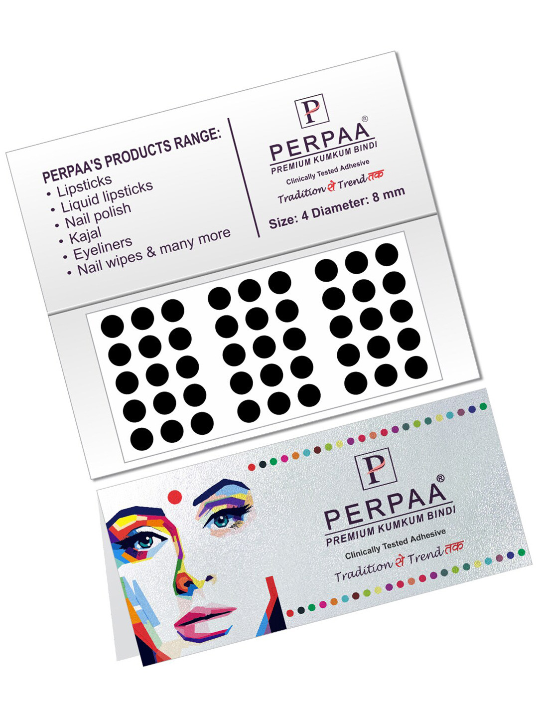 PERPAA Black Velvet Kumkum Bindi Box with 15 Flaps - Size 4
