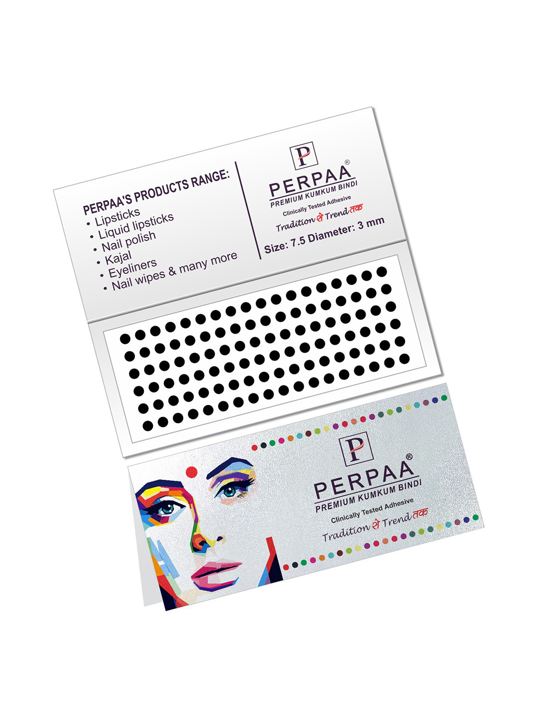 PERPAA Black Velvet Kumkum Bindi Box with 15 Flaps - Size 7.5