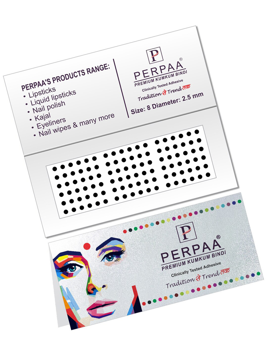 PERPAA Black Velvet Kumkum Bindi Box with 15 Flaps - Size 8