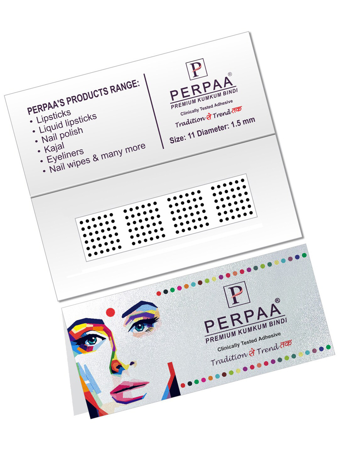 PERPAA Black Velvet Kumkum Bindi Box with 15 Flaps - Size 11