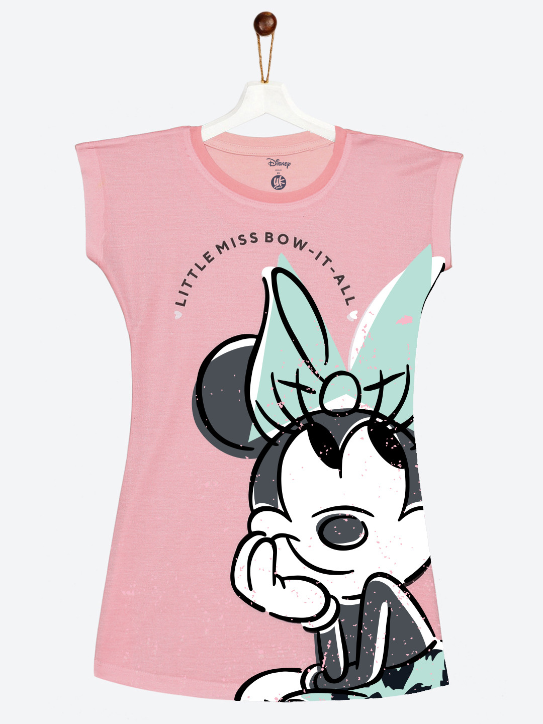 YK Disney Girls Minnie Mouse Graphic Printed A-Line T-shirt Dress