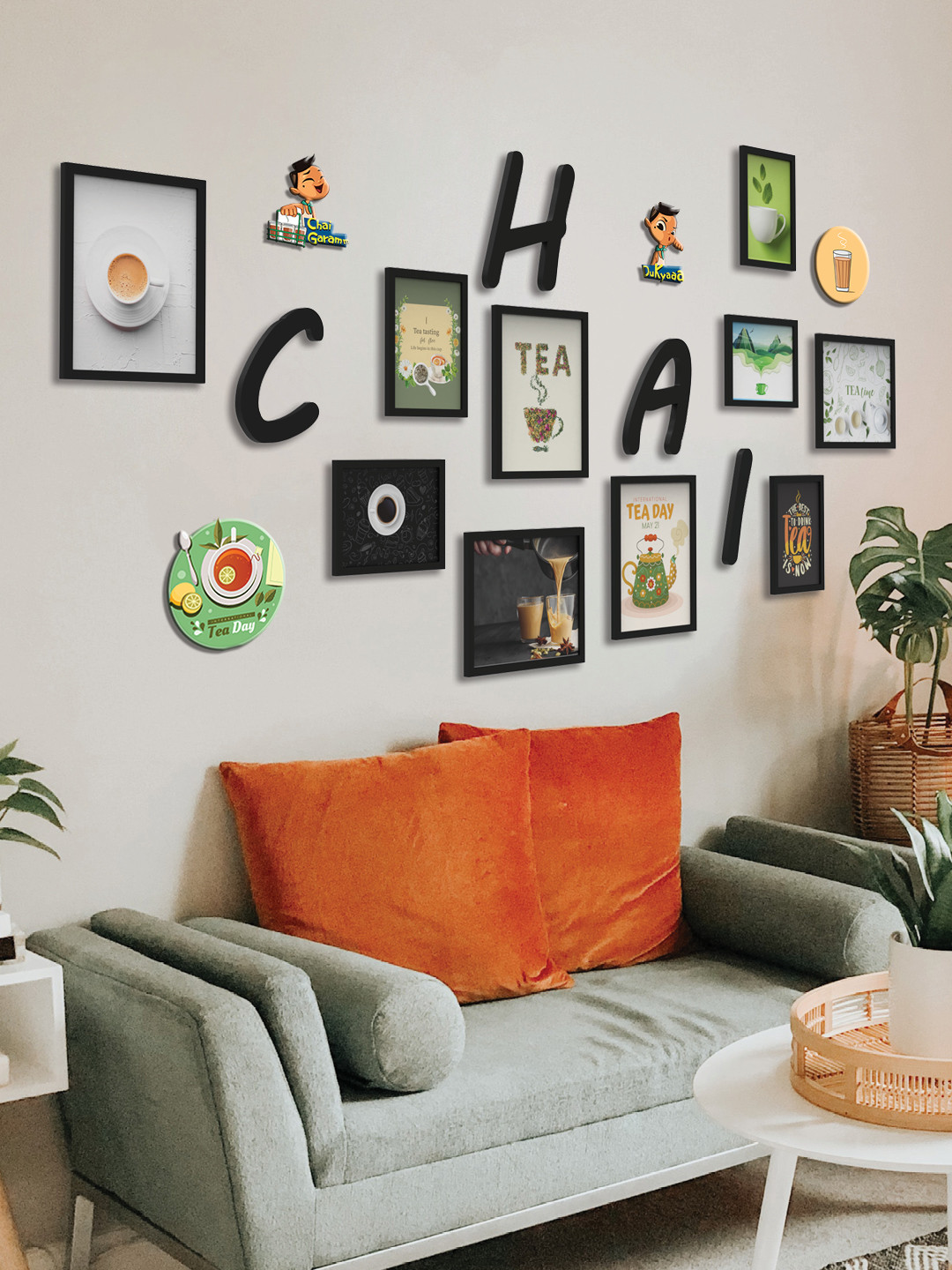 RANDOM Black Set of 10 3D Collage Photo Frames with CHAI Plaque