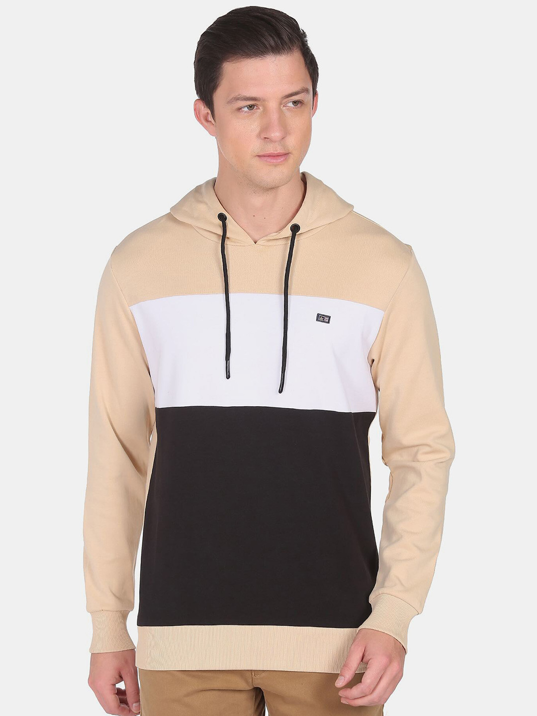 Arrow Sport Men Colourblocked Hooded Sweatshirt