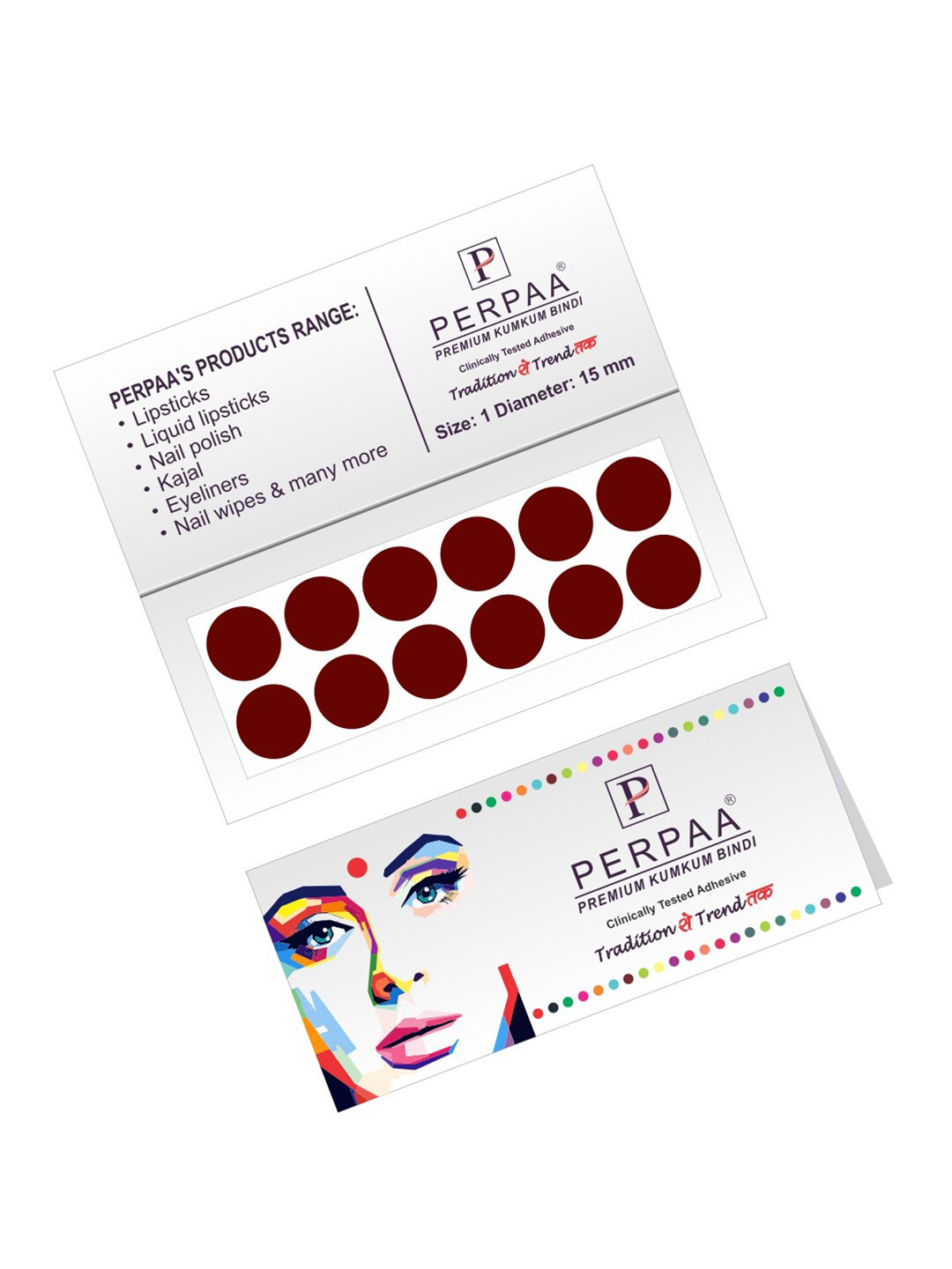 PERPAA Maroon Velvet Kumkum Bindi Box with 15 Flaps - Size 1