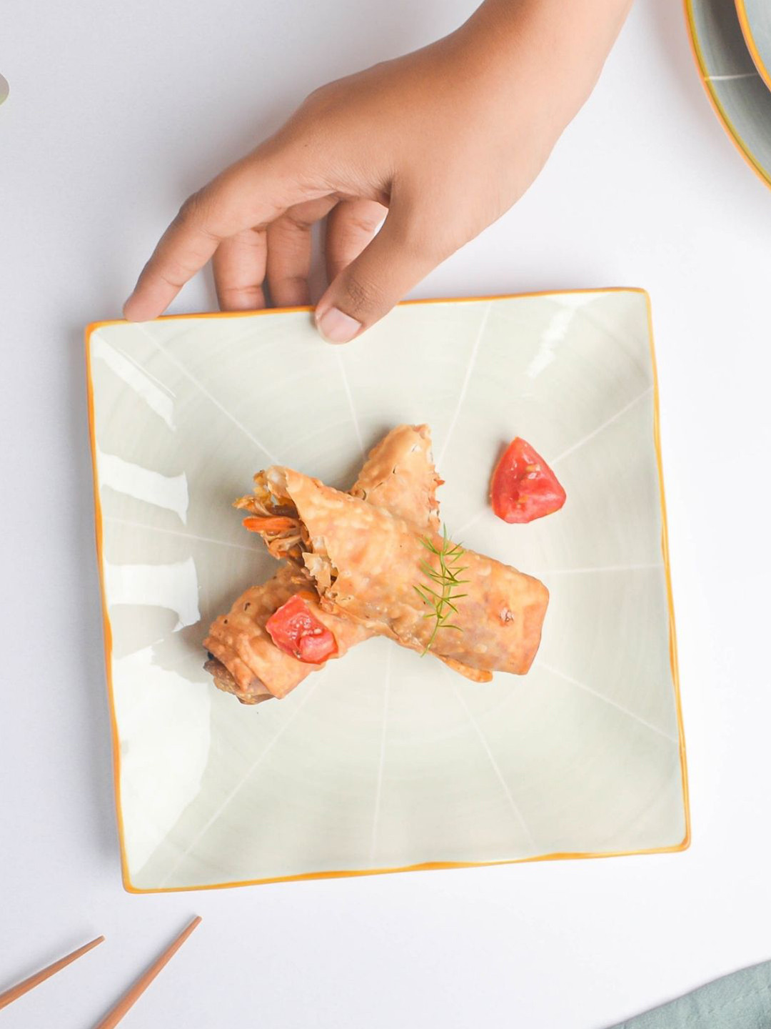 Nestasia Square Snack Plate Nestasia White And Blue Striped Nitori