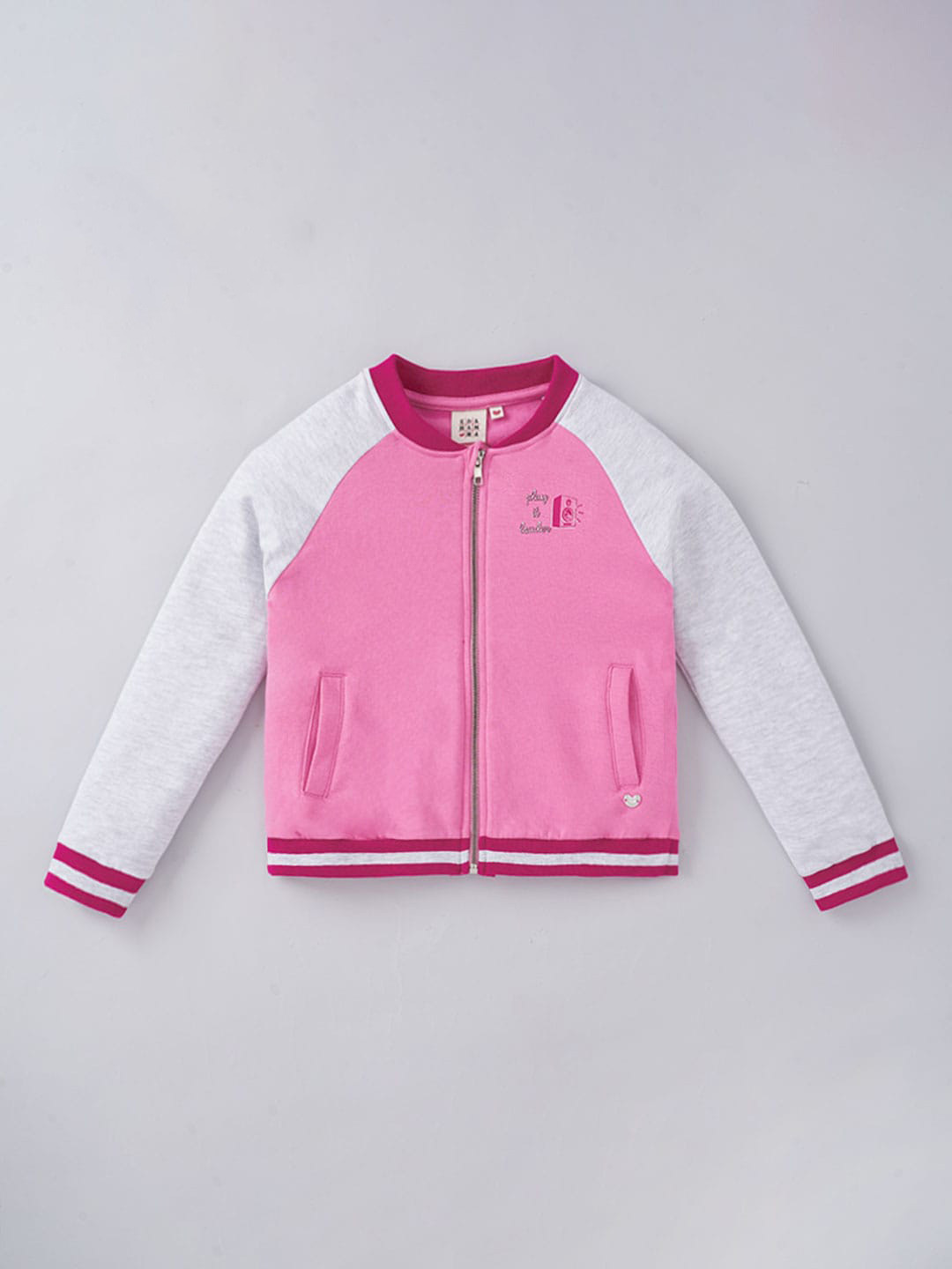Ed-a-Mamma Girls Pink Printed Bomber Jacket