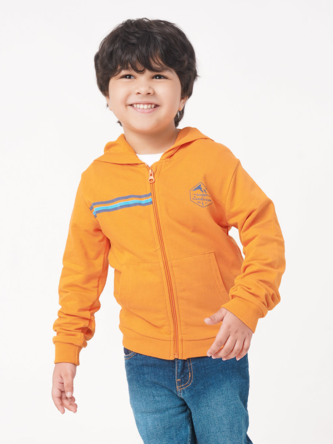 Ed-a-Mamma Boys Yellow Full Sleeve Hooded Bomber Jacket