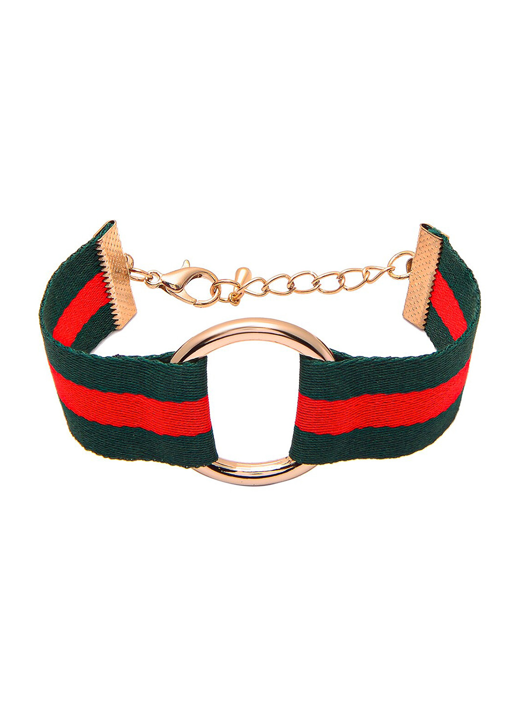 Shining Jewel - By Shivansh Women Green & Red Buckle Cloth Strap Link Bracelet