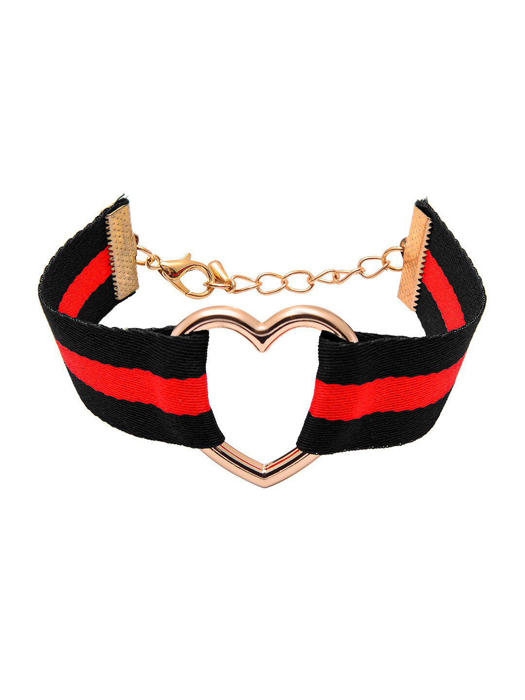 Shining Jewel - By Shivansh Women Black And Red Heart Buckle Cloth Strap Bracelet