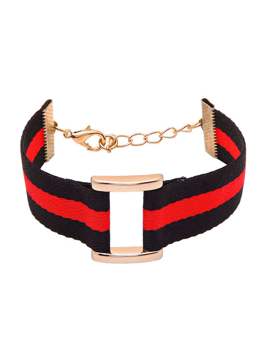 Shining Jewel - By Shivansh Women Black & Red Buckle Cloth Strap Bracelet