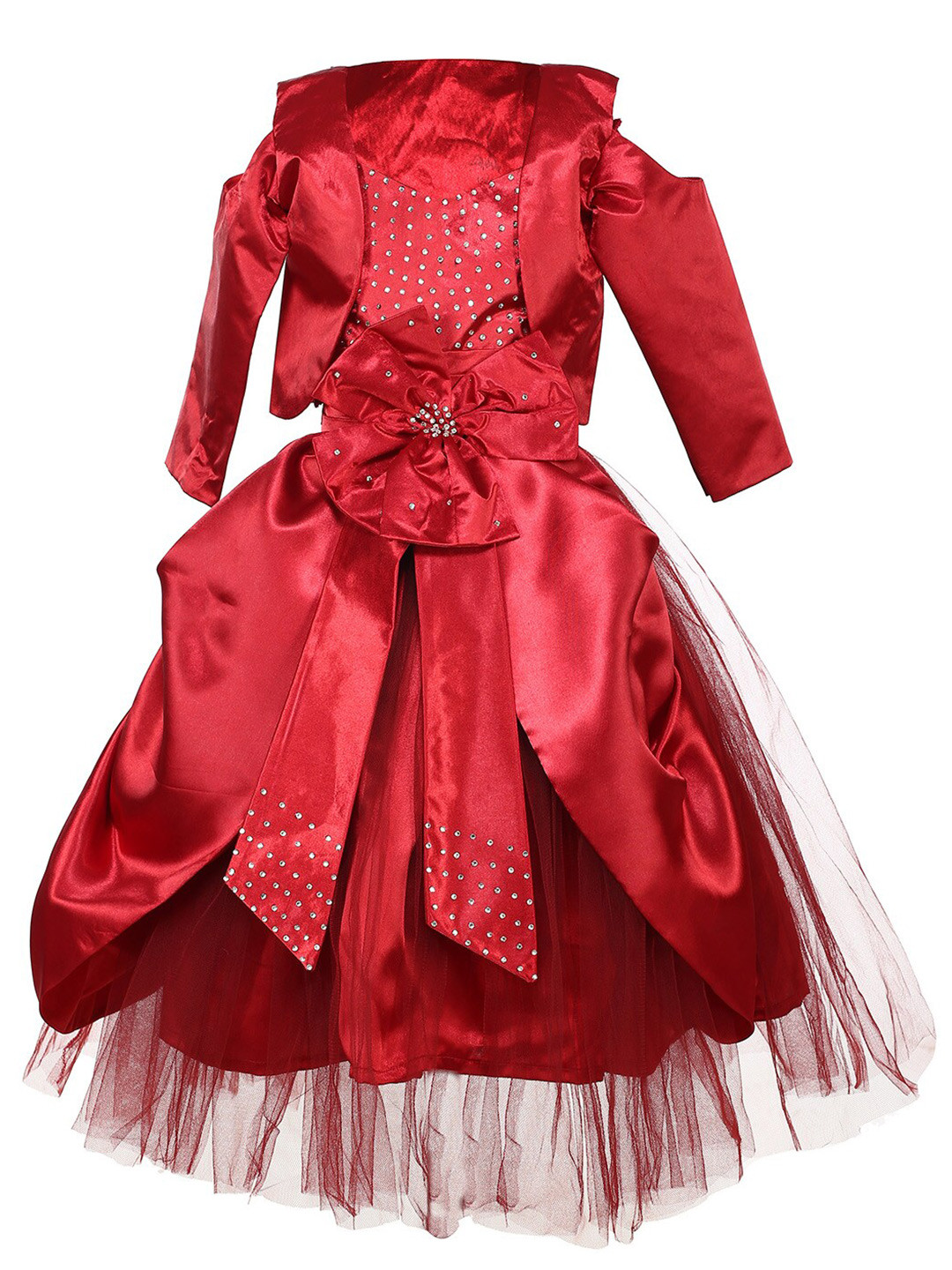 Samsara Couture Girls Red Cotton Net Dress