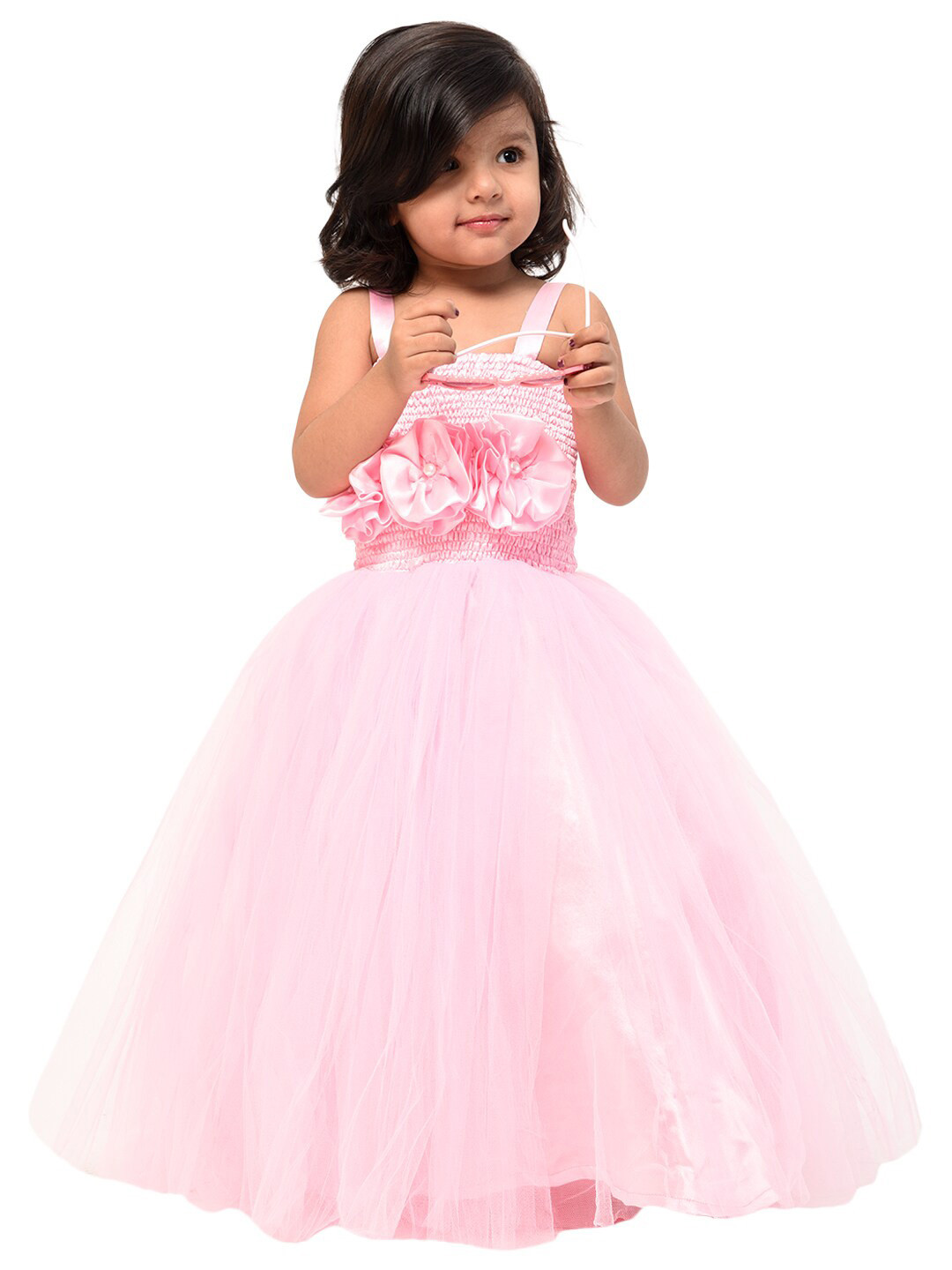 Samsara Couture Girls Pink Cotton Net Dress