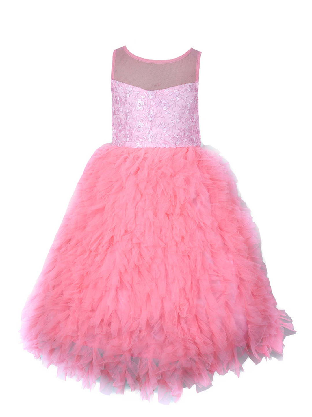 Samsara Couture Girls Pink Net Gown Dress