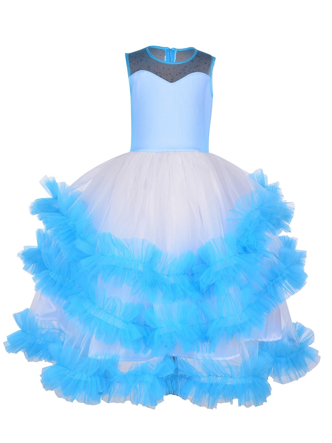 Samsara Couture Blue Applique Net Maxi Maxi Dress