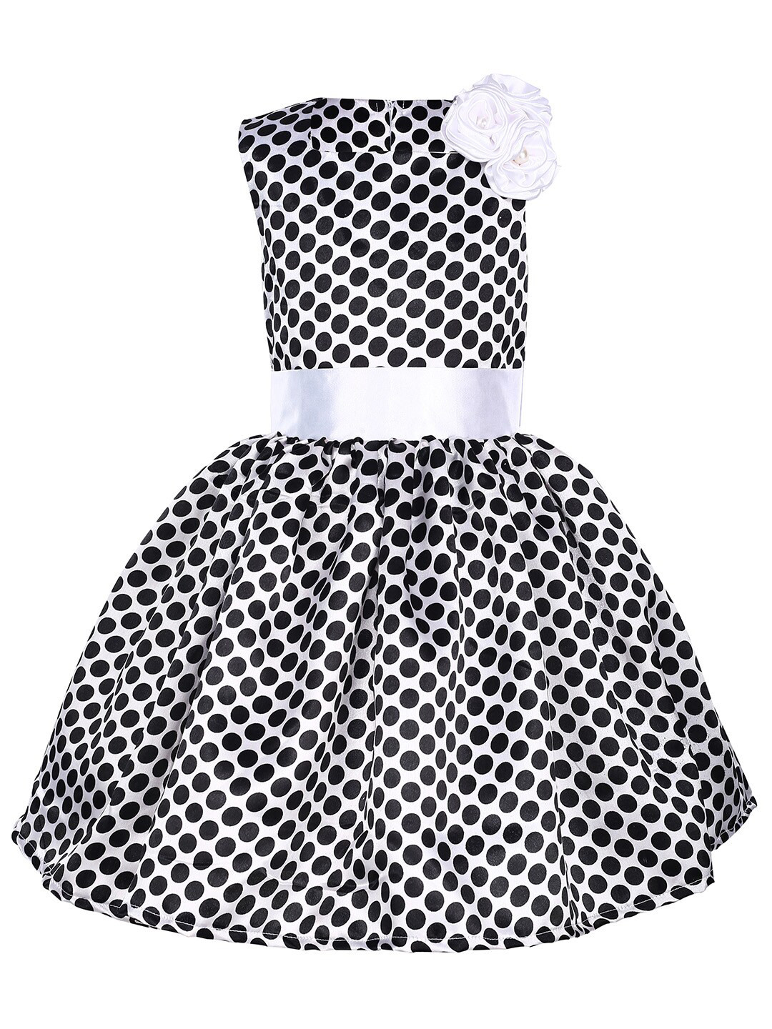 Samsara Couture Girls Black & White Fit and Flare Net Dress