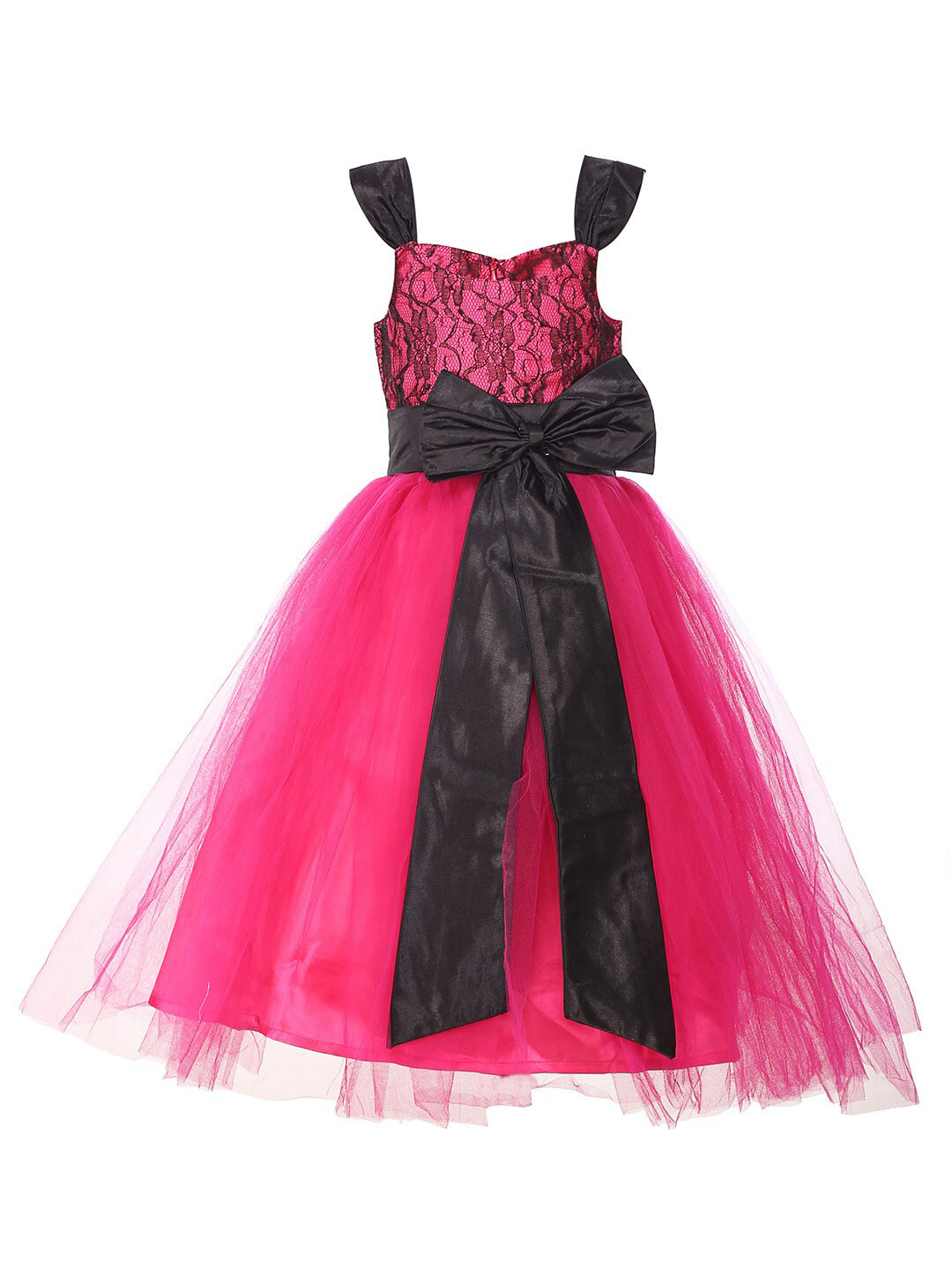 Samsara Couture Girls Magenta & Black Fit and Flare Dress