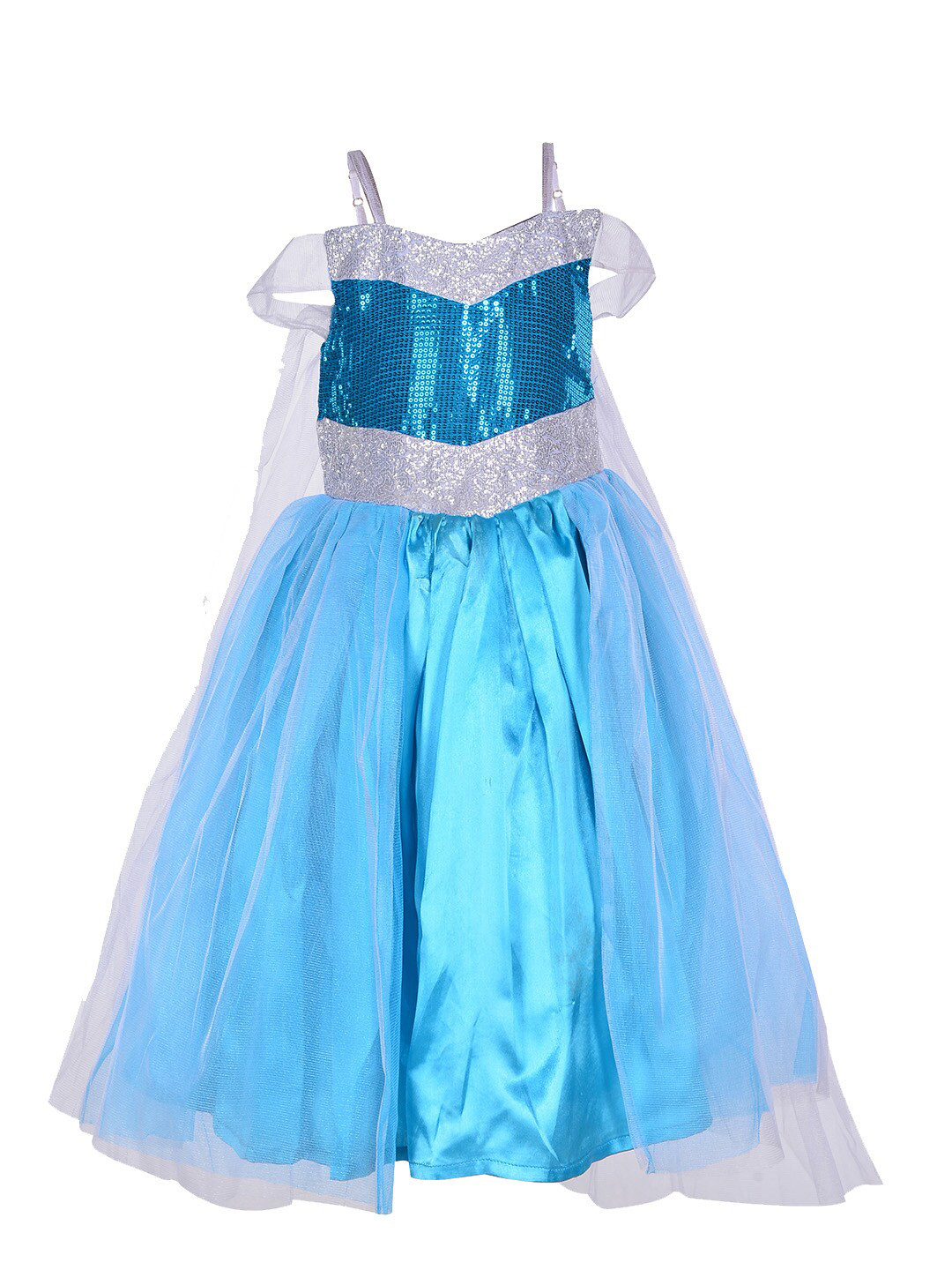 Samsara Couture Girl Turquoise Blue Embellished Net Dress