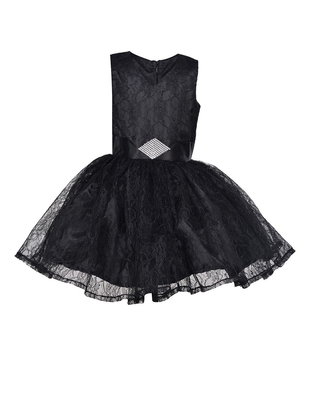 Samsara Couture Girl  Black Applique Net Dress