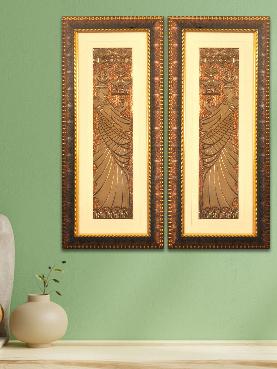 SHREE KALA HOME DECOR Brown & Gold-Toned Egyptian Goddess Foil Painting